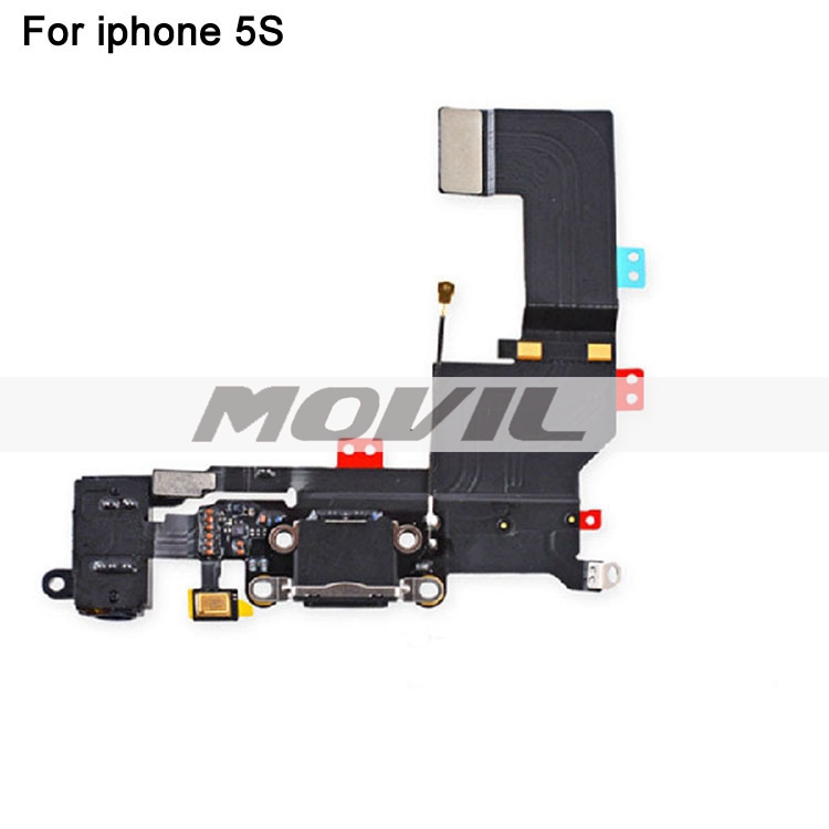 Original Parts For iphone 5S Charging Port Dock Connector With Headphone Audoi Jack Flex Cable Ribbon Replacement